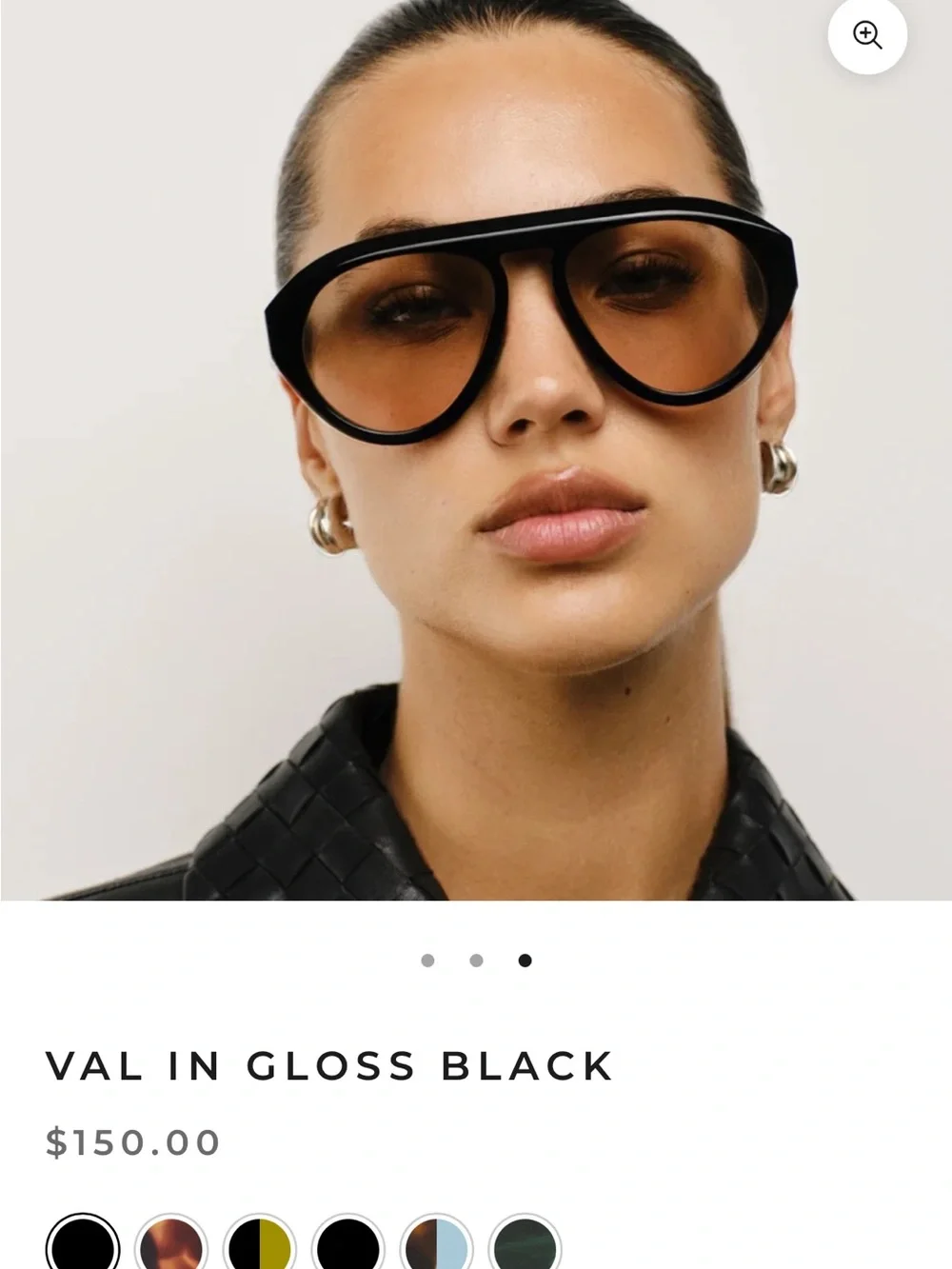 Elisa Johnson Black Gloss Val Sunglasses with Case